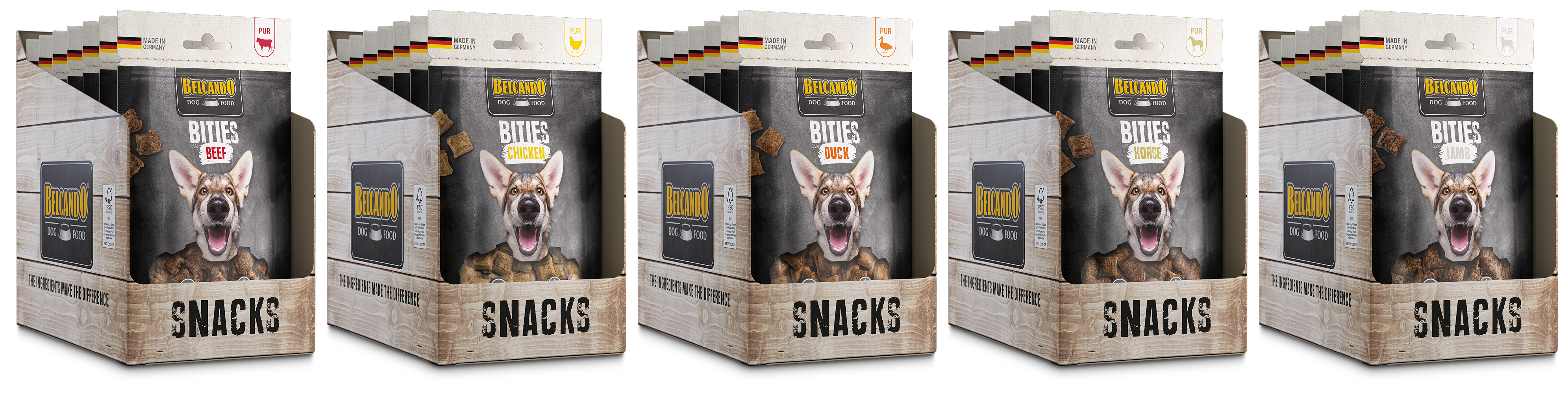 Belcando Snacks myyntiteline 75kpl herkkuja