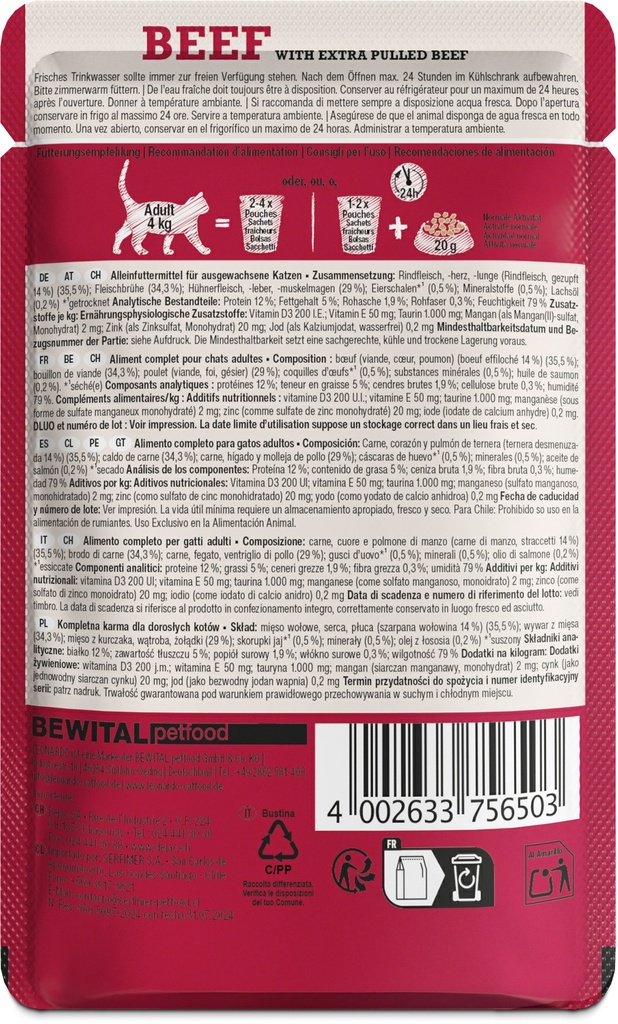 Leonardo 70g*16kpl BEEF +extra pulled Beef