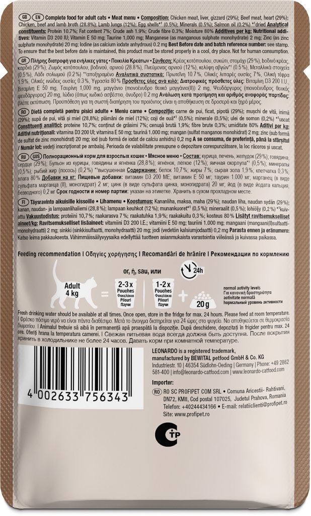 Leonardo 85g*16kpl Meat menu