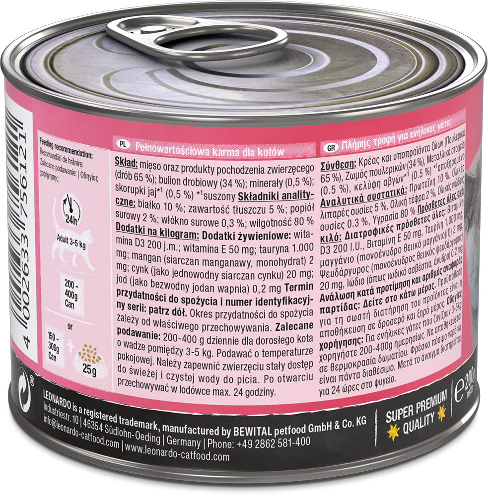 Leonardo 200g*6kpl Pure POULTRY