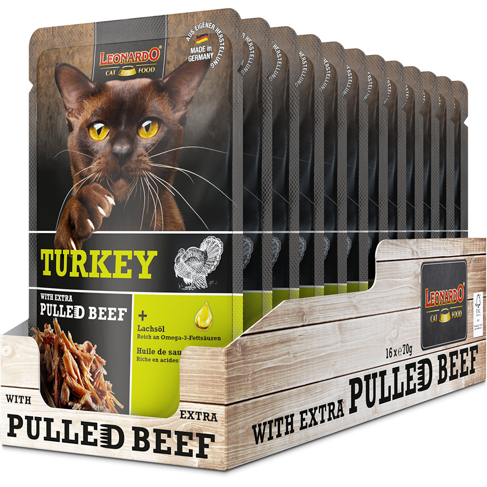 Leonardo 70g*16kpl TURKEY +extra pulled Beef