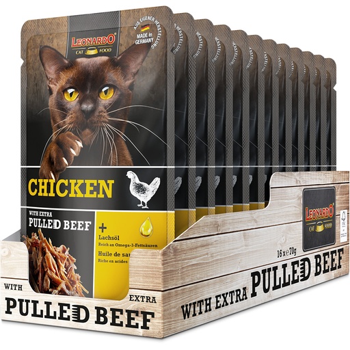 [756515] Leonardo 70g*16kpl CHICKEN +extra pulled Beef